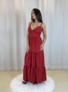 vestido oferta vermelho cereja
