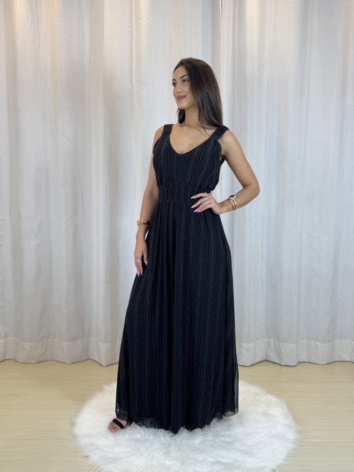 macacão tule luana preto com brilho macacão tule luana preto com brilho