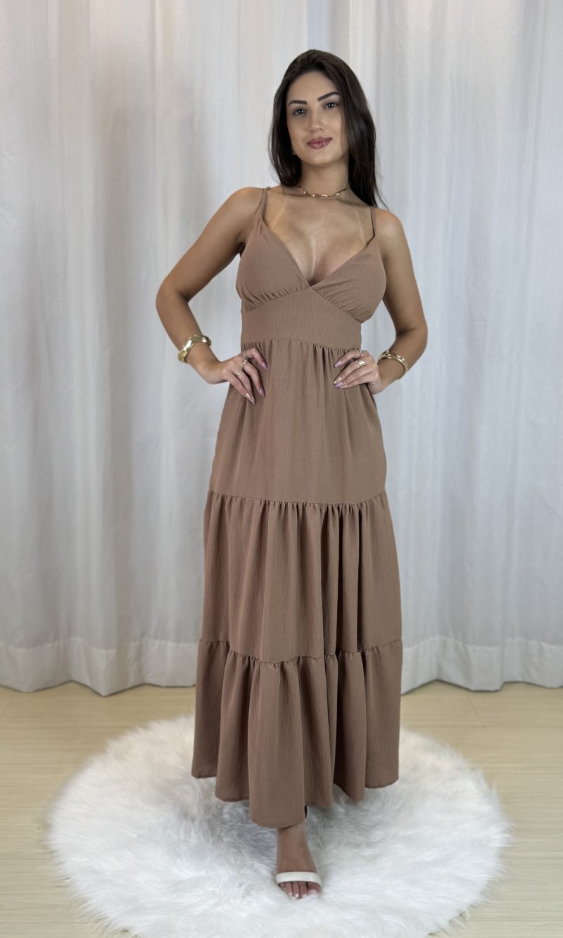 vestido alça oferta capuccino