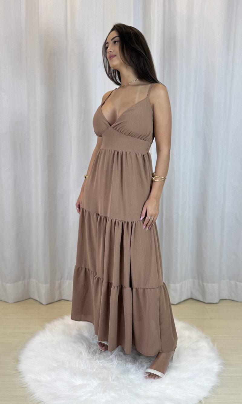 vestido alça oferta capuccino