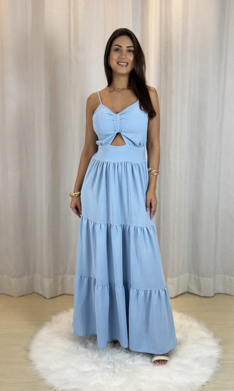 vestido laço oferta azul bebê