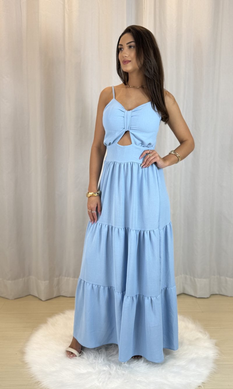 vestido laço oferta azul bebê