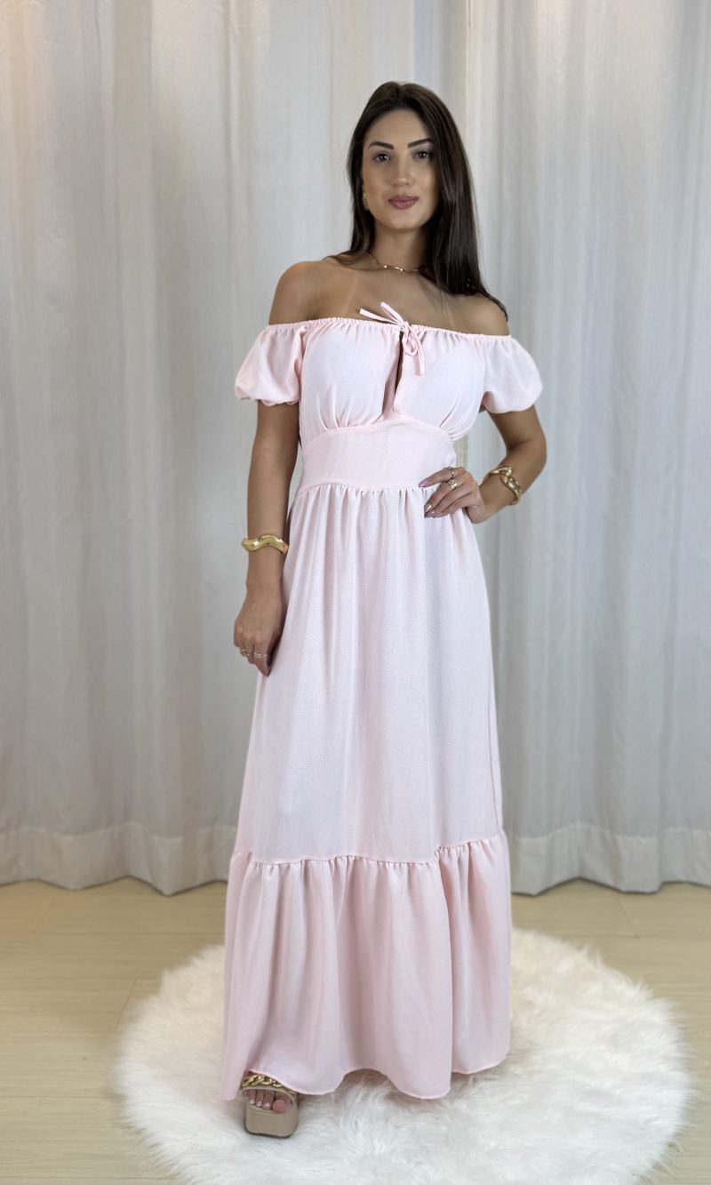 vestido oferta camponesa rosa bebê