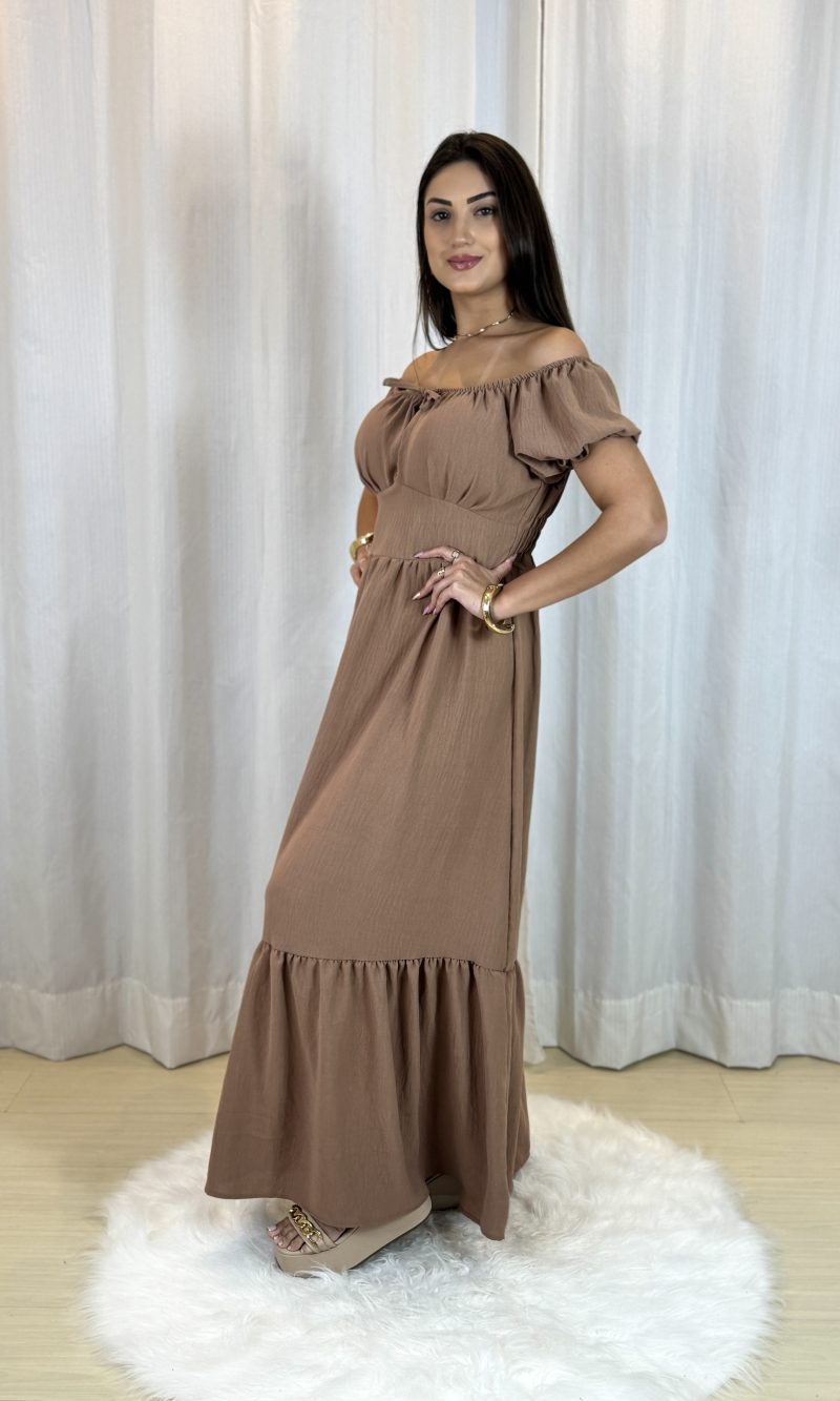 vestido oferta camponesa  marrom capuccino 