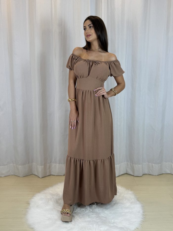 vestido oferta camponesa marrom capuccino vestido oferta camponesa marrom capuccino
