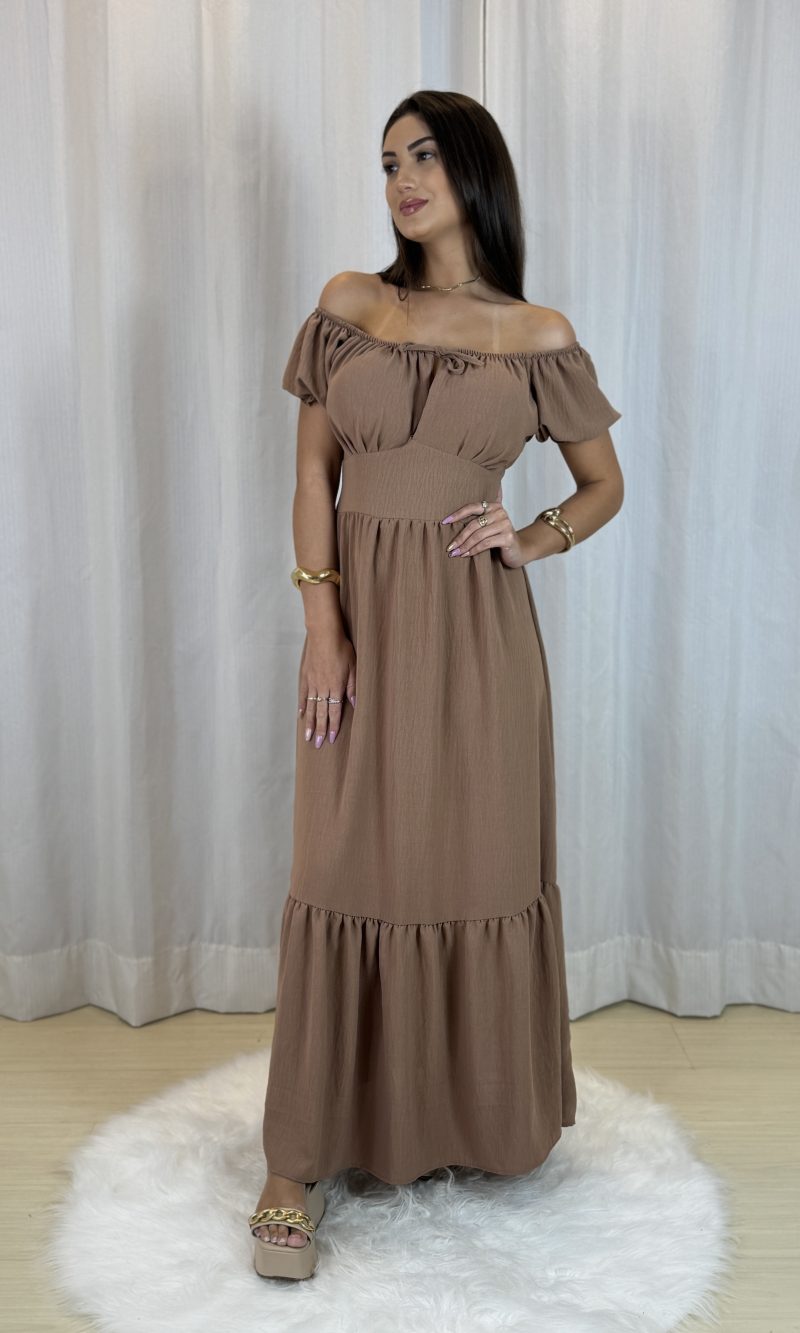 vestido oferta camponesa  marrom capuccino 