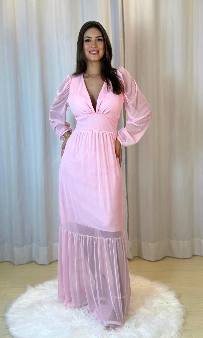 vestido cami rosa bebê