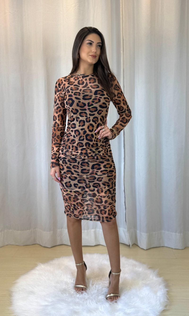 vestido onça animal print