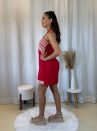 vestido & macacão vermelho com bordado